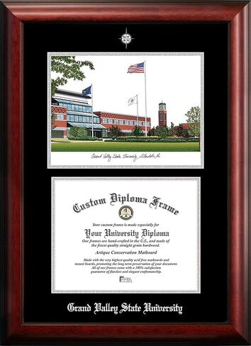 Campus Images NCAA Grand Valley State Lakers Unisex Silver Medallion Frame Grand Valley State University 10w x 8h Silver Embossed Diploma Frame Lithograph, Brown, One Size in Saudi Arabia