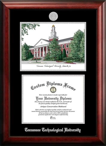Campus Images NCAA Tennessee Tech Golden Eagles Unisex Silver Medallion FrameTennessee Tech University 11w x 8.5h Silver Embossed Diploma Frame Lithograph, Brown, One Size in Saudi Arabia