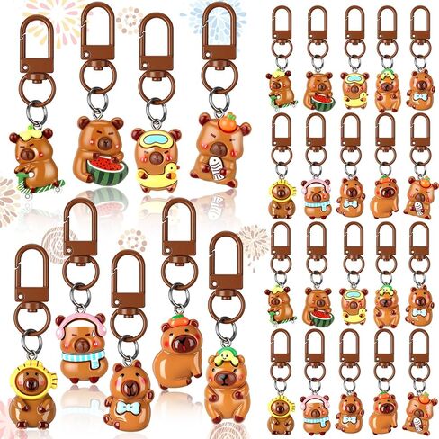 nosiny 30 pcs لطيف capybara مفاتيح kawaii capybara إكسسوارات حقيبة سحر الهاتف محفظة للنساء أصدقاء الراتنجات الراتنجات اللطيفة هدايا الحيوانات عيد الميلاد in Kuwait