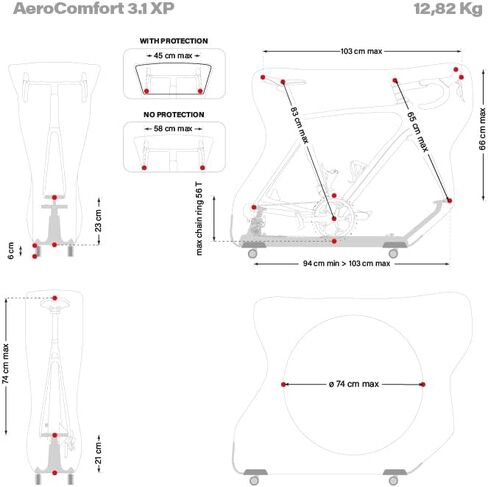 حقيبة سفر Scicon Aerocomfort 3.1 XP Road، مجموعة حماية، منطقة مقود قابلة للتوسيع، 12.82 كجم، أسود in Kuwait