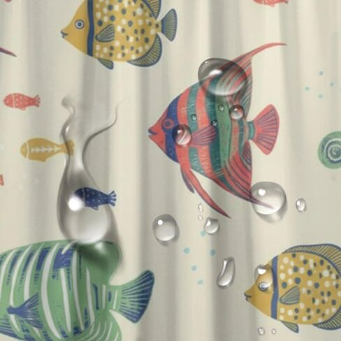 ستارة حمام بنمط نجم البحر مع خطافات، ستارة دش صيفية مقاومة للماء حديثة، ستائر ممتعة للعطلات من القماش قابلة للغسل لديكور حوض الاستحمام مقاس 48 × 72 بوصة in Kuwait