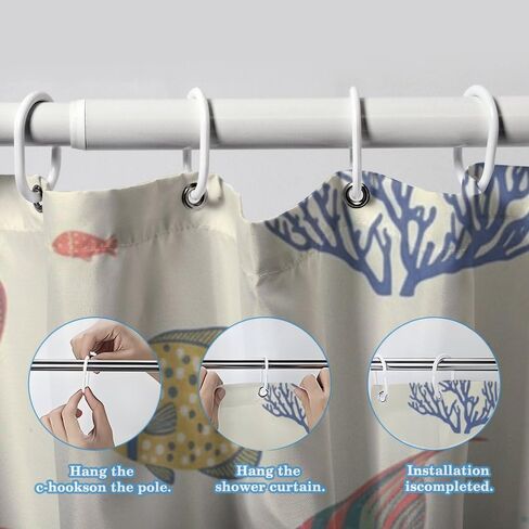 ستارة حمام بنمط نجم البحر مع خطافات، ستارة دش صيفية مقاومة للماء حديثة، ستائر ممتعة للعطلات من القماش قابلة للغسل لديكور حوض الاستحمام مقاس 48 × 72 بوصة in Kuwait