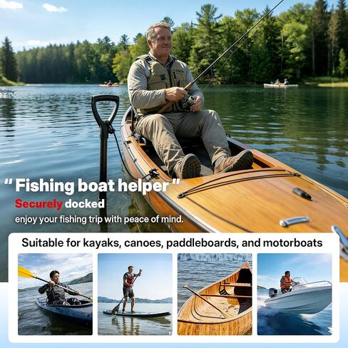 عمود مرساة للمياه الضحلة بطول 8.45 قدم، عمود دفع من الألياف الزجاجية عالي القوة للقارب، عمود مرساة كاياك مع طرف معدني ومقبض على شكل حرف T in Kuwait