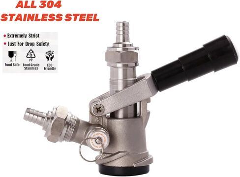 All 304 Stainless Steel D Sankey Keg Coupler, Commercial Sankey Kegerator D System Keg Tap Coupler Dispenser Draft Beer Line Gas Brewing Tubing with Check Valve Sealing Washer Hose Clamp in Kuwait