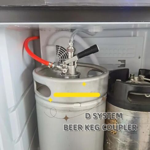 All 304 Stainless Steel D Sankey Keg Coupler, Commercial Sankey Kegerator D System Keg Tap Coupler Dispenser Draft Beer Line Gas Brewing Tubing with Check Valve Sealing Washer Hose Clamp in Kuwait