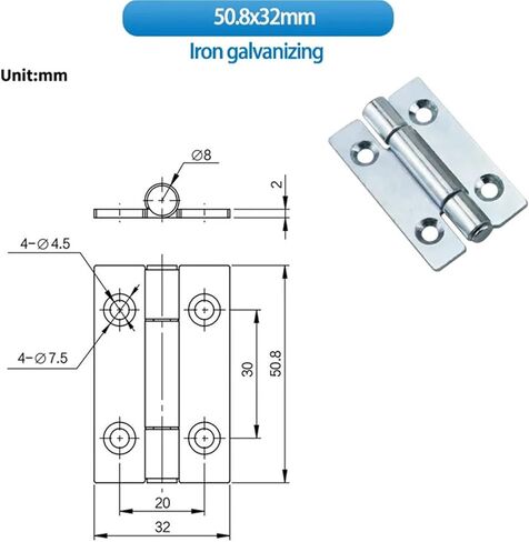 Narrow Sided Square Iron Hinge Hardware Accessories 1Pcs in Saudi Arabia