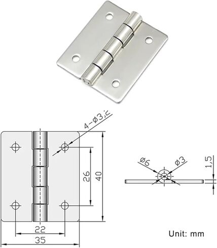 Symmetrical 5-Section Bearing Flat Folding Hinge 304 Stainless Steel Distribution 1Pcs in Saudi Arabia