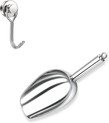 Wapodeai 3oz Mini Stainless Steel Ice Scoop for Freezer with Magnetic Hook, Metal Small Ice Scoop for Ice Maker Machines, Buckets, for Kitchen/Bar/Party & Wedding Accessories, Dishwasher Safe in Kuwait