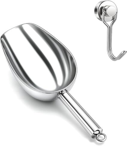 Wapodeai 3oz Mini Stainless Steel Ice Scoop for Freezer with Magnetic Hook, Metal Small Ice Scoop for Ice Maker Machines, Buckets, for Kitchen/Bar/Party & Wedding Accessories, Dishwasher Safe in Saudi Arabia