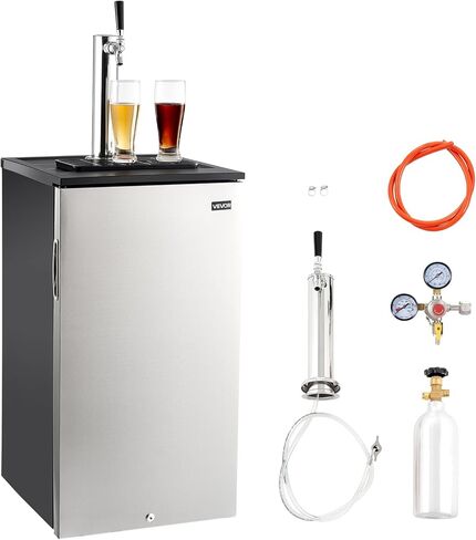 VEVOR Beer Kegerator, Dual Tap Home Draft Beer Dispenser for Ball Lock, Full Size Keg Refrigerator with 5lbs CO2 Tank, Hold 2 Sixth / 2 Slim / 3 Ball lock keg, 162L in Saudi Arabia