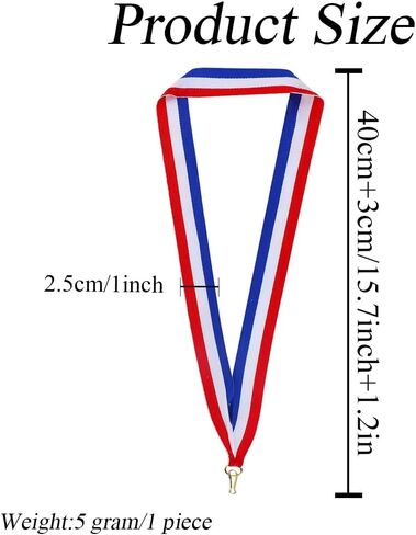 VASANA 10Pcs Nylon Award Ribbons with Snap Clips Medal Lanyards Red White Blue Classic Striped Flat Neck Ribbons for Competitions Sports Meeting Partys in Saudi Arabia