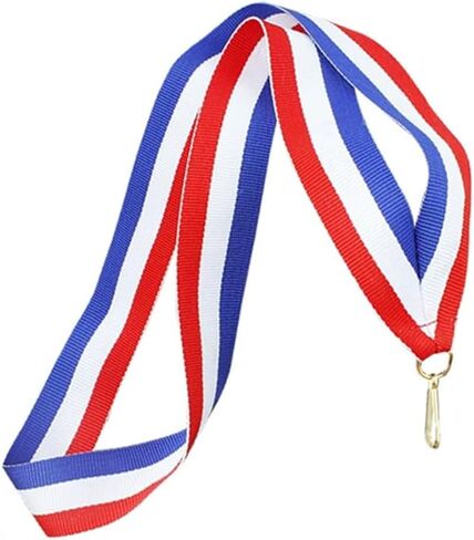 VASANA 10Pcs Nylon Award Ribbons with Snap Clips Medal Lanyards Red White Blue Classic Striped Flat Neck Ribbons for Competitions Sports Meeting Partys in Saudi Arabia