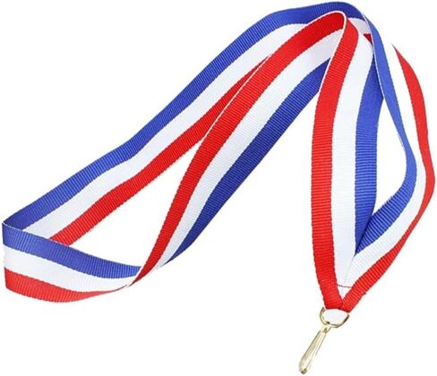 VASANA 10Pcs Nylon Award Ribbons with Snap Clips Medal Lanyards Red White Blue Classic Striped Flat Neck Ribbons for Competitions Sports Meeting Partys in Saudi Arabia