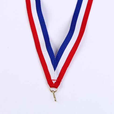 VASANA 10Pcs Nylon Award Ribbons with Snap Clips Medal Lanyards Red White Blue Classic Striped Flat Neck Ribbons for Competitions Sports Meeting Partys in Saudi Arabia