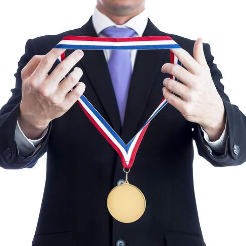 VASANA 10Pcs Nylon Award Ribbons with Snap Clips Medal Lanyards Red White Blue Classic Striped Flat Neck Ribbons for Competitions Sports Meeting Partys in Saudi Arabia