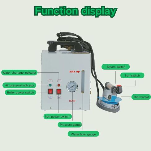 محطة كي بالبخار الصناعية بقدرة 1600 واط من TsoLay مع مقياس ضغط، غلاية 4 لتر، رأس حديد 900 واط، مكواة بخار كهربائية تجارية احترافية، درجة حرارة قابلة للتعديل لمتاجر الملابس والمغاسل in Kuwait
