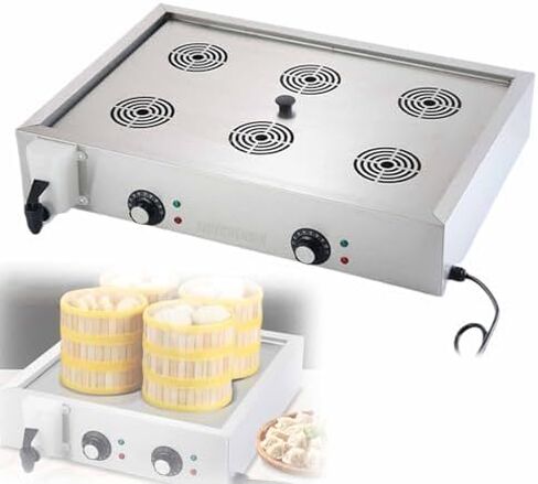 Automatic Temperature Control Electric Bun Steamer - 2/4/6 Hole Commercial Stainless Steel Steamer for Restaurants, Fast Food, Energy Efficient, Time-Saving Kitchen Equipment in Saudi Arabia