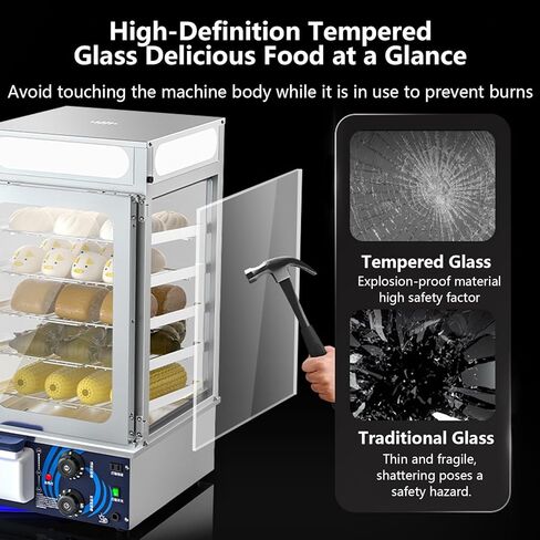 Commercial Food Warmer Display Bun Steamer Electric Food Display 86℉~230℉ Temperature Contro Steam Heating for Steamed Buns Siomai Corn in Kuwait