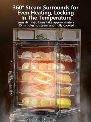 Commercial Food Warmer Display Bun Steamer Electric Food Display 86℉~230℉ Temperature Contro Steam Heating for Steamed Buns Siomai Corn in Kuwait