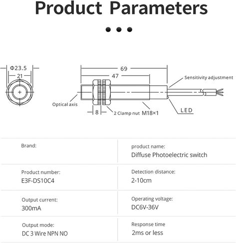 قابل للتعديل أتمتة E3F-DS10 سلسلة منتشر انعكاس كهروضوئي التبديل الاستشعار NPN تيار مستمر عادة مفتوحة حثي التبديل in Kuwait