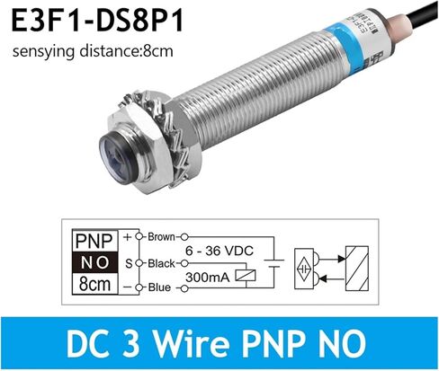 E3F1-DS8C4 M12 مستشعر نشر التبديل الكهروضوئي DC NPN لا يوجد نطاق كشف 8 سم in Kuwait