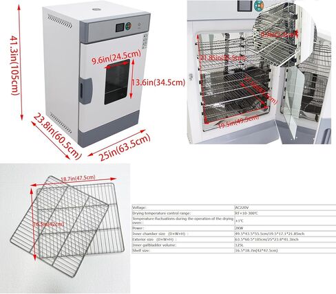 فرن تجفيف المعمل 220 فولت فرن حراري رقمي صناعي WGL-125BE درجة حرارة ذكية 125 لتر خزانة تجفيف، 2 كيلو وات، RT+50-572 درجة فهرنهايت in Kuwait