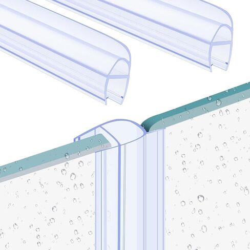 2 Pack Frameless Glass Shower Door Side Seal Strip, 39.37" U-Type PVC Waterproof Seal for 3/8" (10mm) Glass, No Adhesive Needed to Stop Shower Leaks in Kuwait