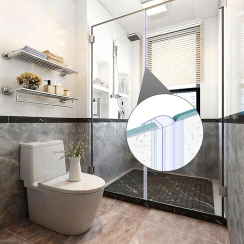 2 Pack Frameless Glass Shower Door Side Seal Strip, 39.37" U-Type PVC Waterproof Seal for 3/8" (10mm) Glass, No Adhesive Needed to Stop Shower Leaks in Kuwait
