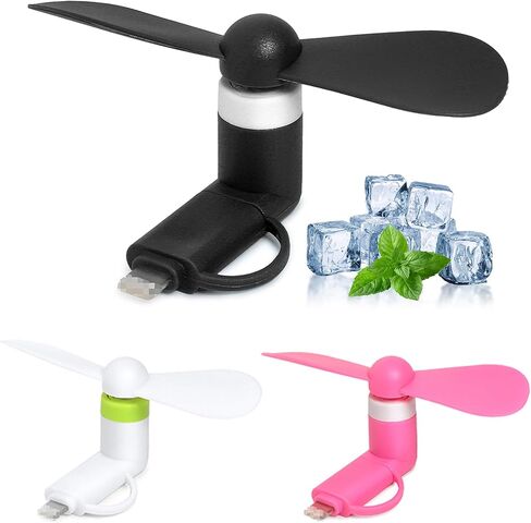 24 Pack Phone Fan Bulk, 2-in-1 Portable Mini Cell Phone Fan Compatible for iPhone, iPad, Android Smartphone, Tablet - Colorful and Powerful Cell Phone Summer Accessories in Kuwait