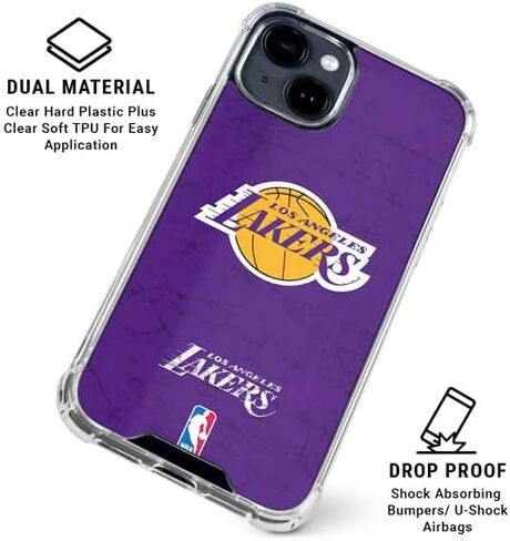 Skinit Clear Phone Case Compatible with iPhone 15 Plus - Officially Licensed NBA Los Angeles Lakers Purple Primary Logo Design in Saudi Arabia