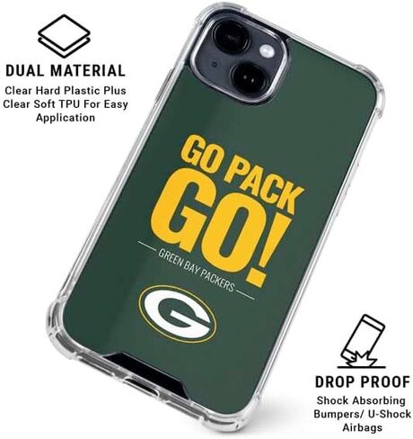 Skinit Clear Phone Case Compatible with iPhone 15 Plus - Officially Licensed NFL Green Bay Packers Team Motto Design in Saudi Arabia