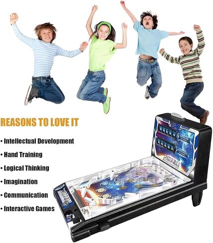 Electronic Tabletop Pinball Game - Retro Arcade Machine with Lights, Sounds and Scoreboard, Desktop Ball Shooting Toy, for Family Kids in Saudi Arabia
