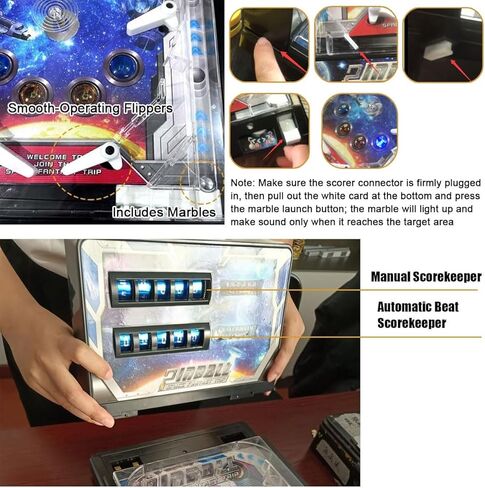 Electronic Tabletop Pinball Game - Retro Arcade Machine with Lights, Sounds and Scoreboard, Desktop Ball Shooting Toy, for Family Kids in Saudi Arabia