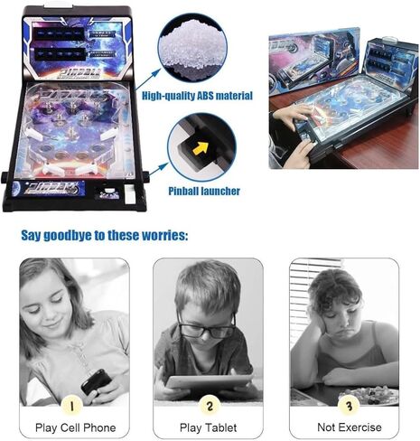 Electronic Tabletop Pinball Game - Retro Arcade Machine with Lights, Sounds and Scoreboard, Desktop Ball Shooting Toy, for Family Kids in Saudi Arabia