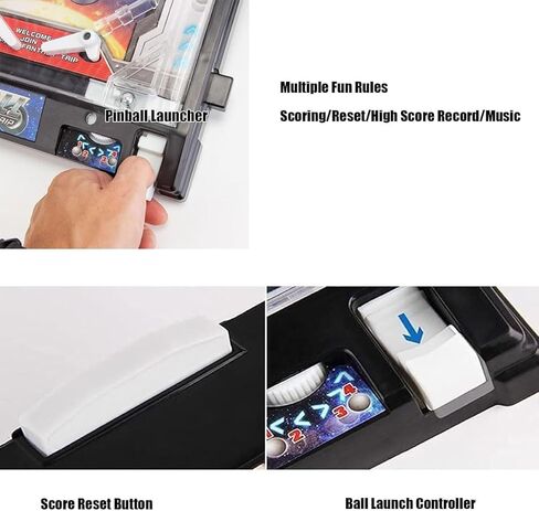 Electronic Tabletop Pinball Game - Retro Arcade Machine with Lights, Sounds and Scoreboard, Desktop Ball Shooting Toy, for Family Kids in Saudi Arabia