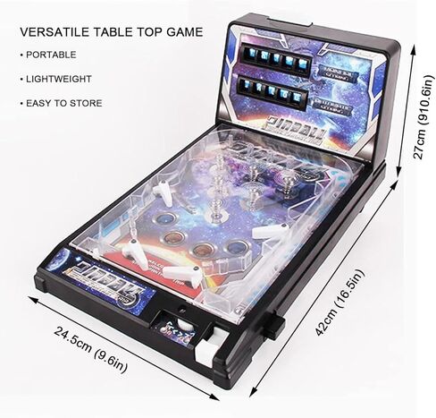 Electronic Tabletop Pinball Game - Retro Arcade Machine with Lights, Sounds and Scoreboard, Desktop Ball Shooting Toy, for Family Kids in Saudi Arabia