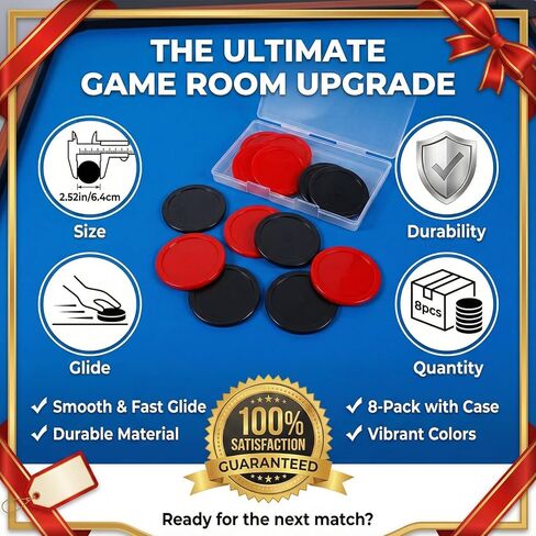Gjinxi Hockey Pucks, 8 Pcs Air Hockey Pucks Durable Puck for Large Tables, Compatible with Standard Pushers and Goals Heavy Replacement Puck for Game Tables Accessories (2.5 Inch) in Saudi Arabia