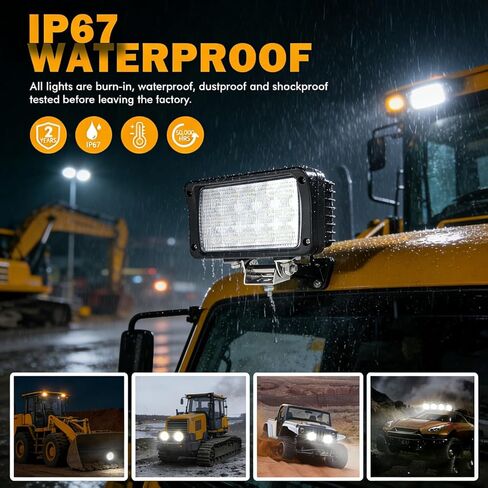 2PACK 6.3IN 45W Led Work Lights 12v/24v 4500LM 6500K Rectangular Foglights,Waterproof Offroad Flood Led Light Bar for Tractor,Truck,Combine,Heavy Equipment,with DT Connector in Kuwait