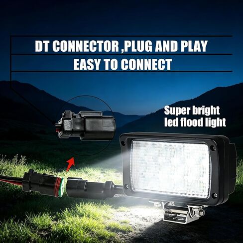 2PACK 6.3IN 45W Led Work Lights 12v/24v 4500LM 6500K Rectangular Foglights,Waterproof Offroad Flood Led Light Bar for Tractor,Truck,Combine,Heavy Equipment,with DT Connector in Kuwait