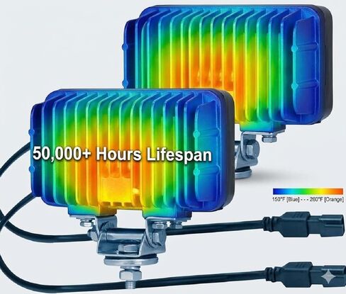 2PACK 6.3IN 45W Led Work Lights 12v/24v 4500LM 6500K Rectangular Foglights,Waterproof Offroad Flood Led Light Bar for Tractor,Truck,Combine,Heavy Equipment,with DT Connector in Kuwait