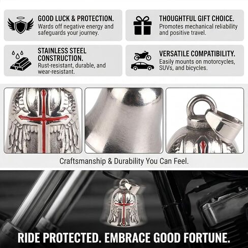 Stainless Steel Motorcycle Bell, Protective Good Luck Cycling Bell with Rust Durable Material for Motorcycles SUVs Trucks in Saudi Arabia