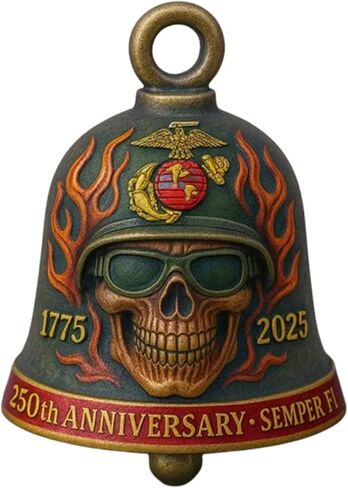 3D Skull Motorcycle Guardian Bell, 250th Anniversary Marine Corps Motorcycle Bell, Good Luck Bells for Motorcycle, Safe Pendant Motorcycle Accessories for Men Biker, Guard Riding Safety(2.5in*2.5in) in Saudi Arabia