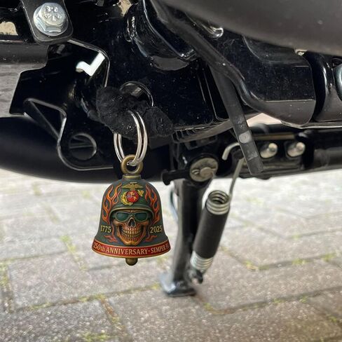 3D Skull Motorcycle Guardian Bell, 250th Anniversary Marine Corps Motorcycle Bell, Good Luck Bells for Motorcycle, Safe Pendant Motorcycle Accessories for Men Biker, Guard Riding Safety(2.5in*2.5in) in Saudi Arabia