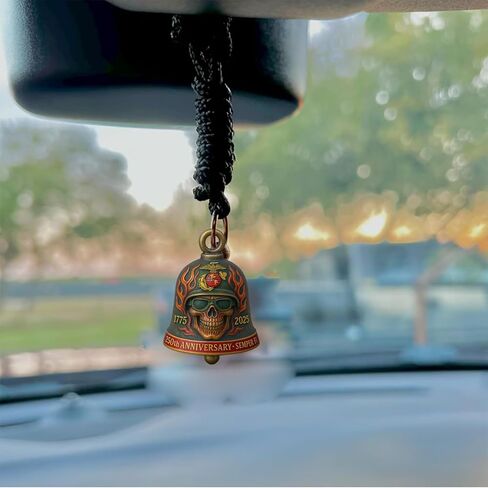 3D Skull Motorcycle Guardian Bell, 250th Anniversary Marine Corps Motorcycle Bell, Good Luck Bells for Motorcycle, Safe Pendant Motorcycle Accessories for Men Biker, Guard Riding Safety(2.5in*2.5in) in Saudi Arabia