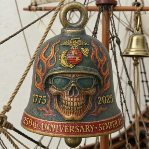3D Skull Motorcycle Guardian Bell, 250th Anniversary Marine Corps Motorcycle Bell, Good Luck Bells for Motorcycle, Safe Pendant Motorcycle Accessories for Men Biker, Guard Riding Safety(2.5in*2.5in) in Saudi Arabia