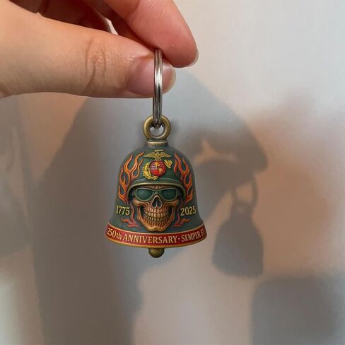 3D Skull Motorcycle Guardian Bell, 250th Anniversary Marine Corps Motorcycle Bell, Good Luck Bells for Motorcycle, Safe Pendant Motorcycle Accessories for Men Biker, Guard Riding Safety(2.5in*2.5in) in Saudi Arabia