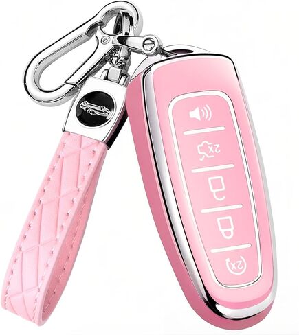 غطاء مفتاح FOB لفورد مع keychain explorer Edge Expedition Flex Fecy Taurus Lincoln MKS MKT MKX Premium Soft TPU حامل حالة الحماية الكاملة (أسود) in Kuwait
