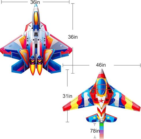 طائرات ورقية من HENGDA KITE مكونة من قطعتين من الطائرات المقاتلة للأطفال والكبار، طائرة ورقية سهلة الطيران، طائرات ورقية للشاطئ لألعاب وأنشطة الألعاب الخارجية العائلية، مناسبة للمبتدئين in Kuwait