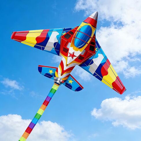 طائرات ورقية من HENGDA KITE مكونة من قطعتين من الطائرات المقاتلة للأطفال والكبار، طائرة ورقية سهلة الطيران، طائرات ورقية للشاطئ لألعاب وأنشطة الألعاب الخارجية العائلية، مناسبة للمبتدئين in Kuwait