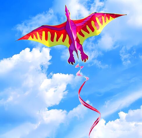 HENGDA KITE 2 حزمة من طائرات التنين الورقية للأطفال والكبار، طائرة ورقية على شكل ديناصور سهلة الطيران، طائرات ورقية على الشاطئ لألعاب وأنشطة الألعاب الخارجية العائلية، مناسبة للمبتدئين in Kuwait